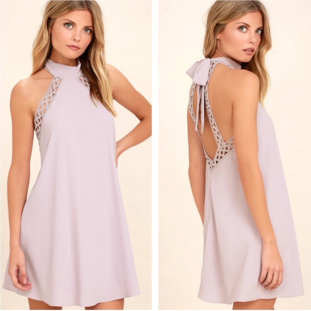 NWT Lulus Any Sway, Shape, Or Form Lavender Lace Halter Dress S